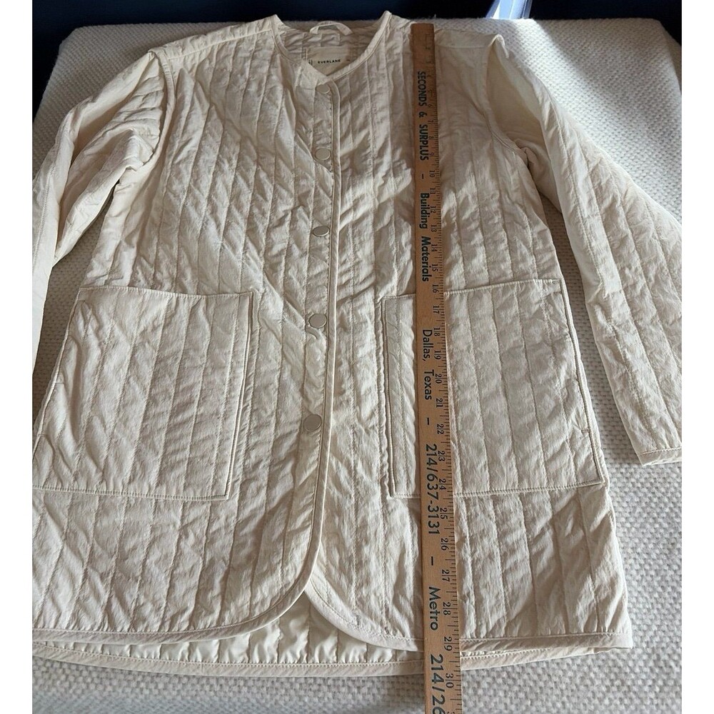 Everlane Ivory Cream Quilted Jacket XS Minimalist Button Front Coat - Picture 5 of 9